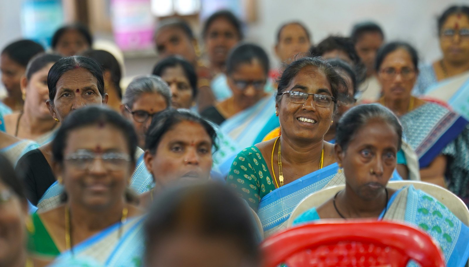 Empowered women gathered together for community leadership and development in Uttar Pradesh